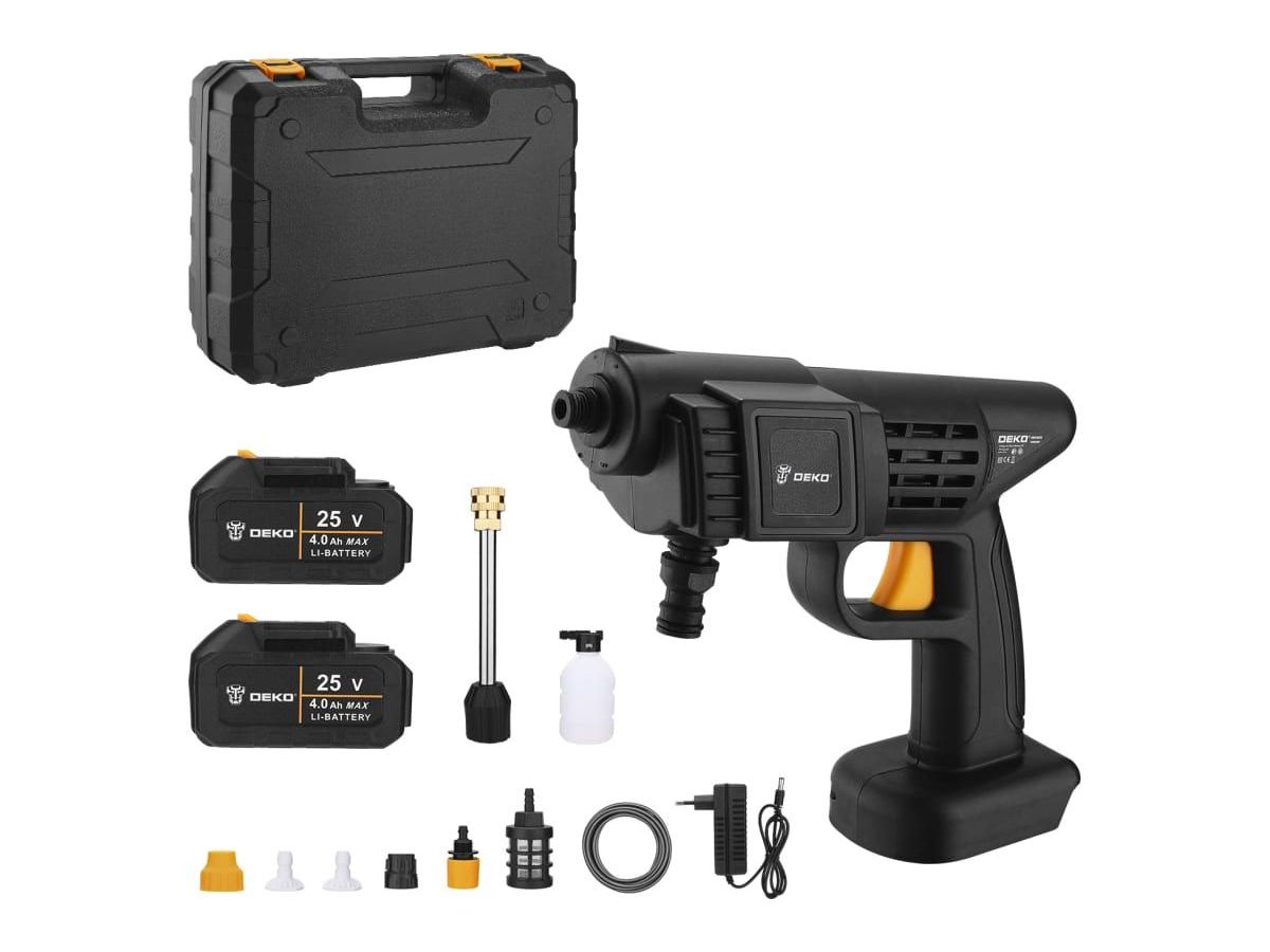 Мойка высокого давления аккумуляторная DEKO DKCW25, 30 бар, 2x4.0Ач
Мойка высокого давления аккумуляторная DEKO DKCW25, 30 бар, 2x4.0Ач