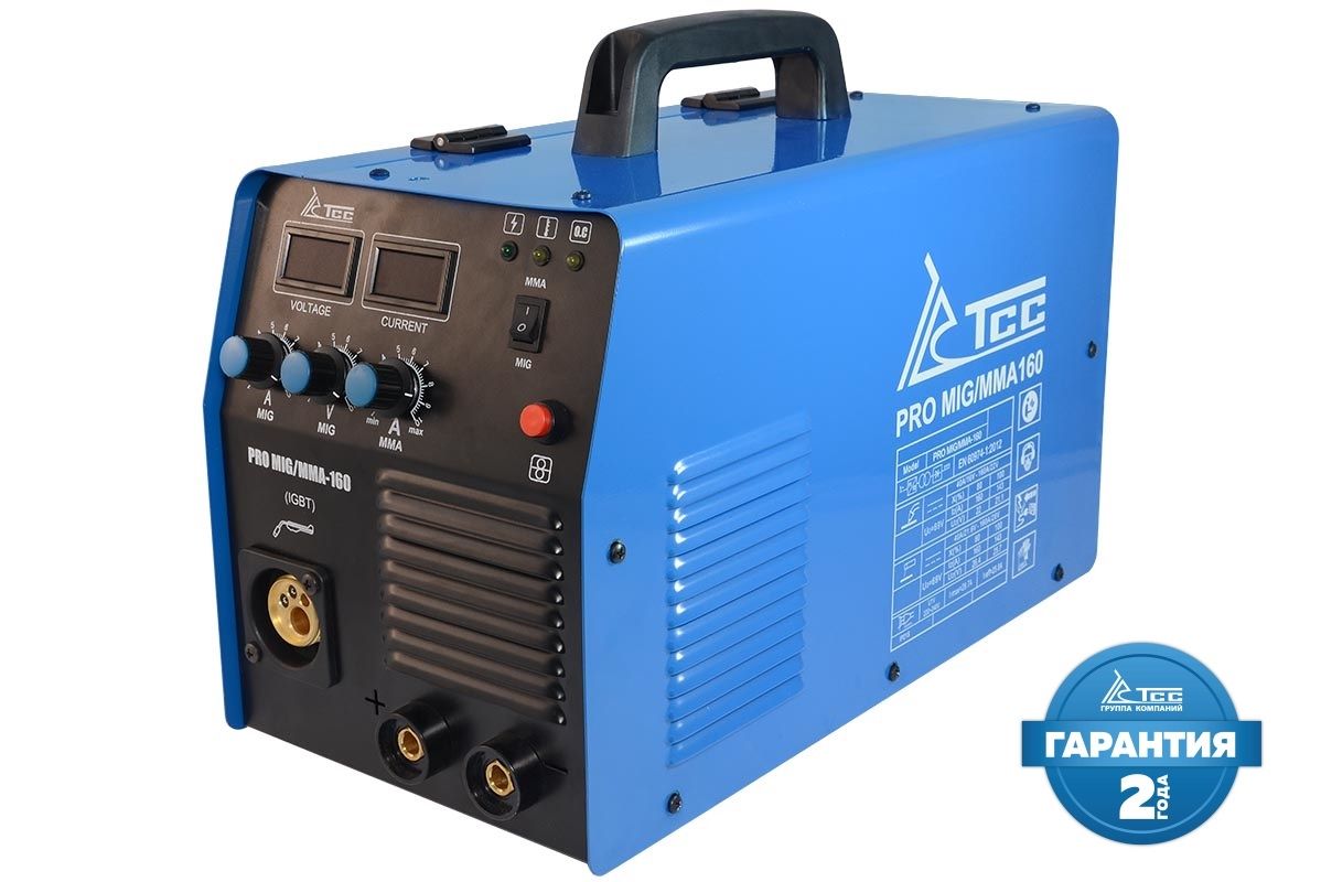 Аппарат сварочный иннверторный ТСС PRO MIG/MMA-160
Аппарат сварочный иннверторный ТСС PRO MIG/MMA-160