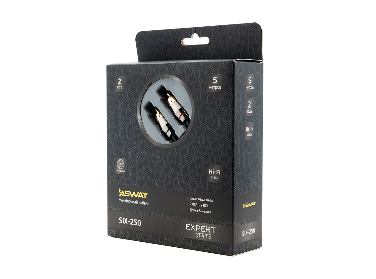 Межблочный кабель SWAT SIX-250, 2RCA-2RCA, 5 метров
Межблочный кабель SWAT SIX-250, 2RCA-2RCA, 5 метров