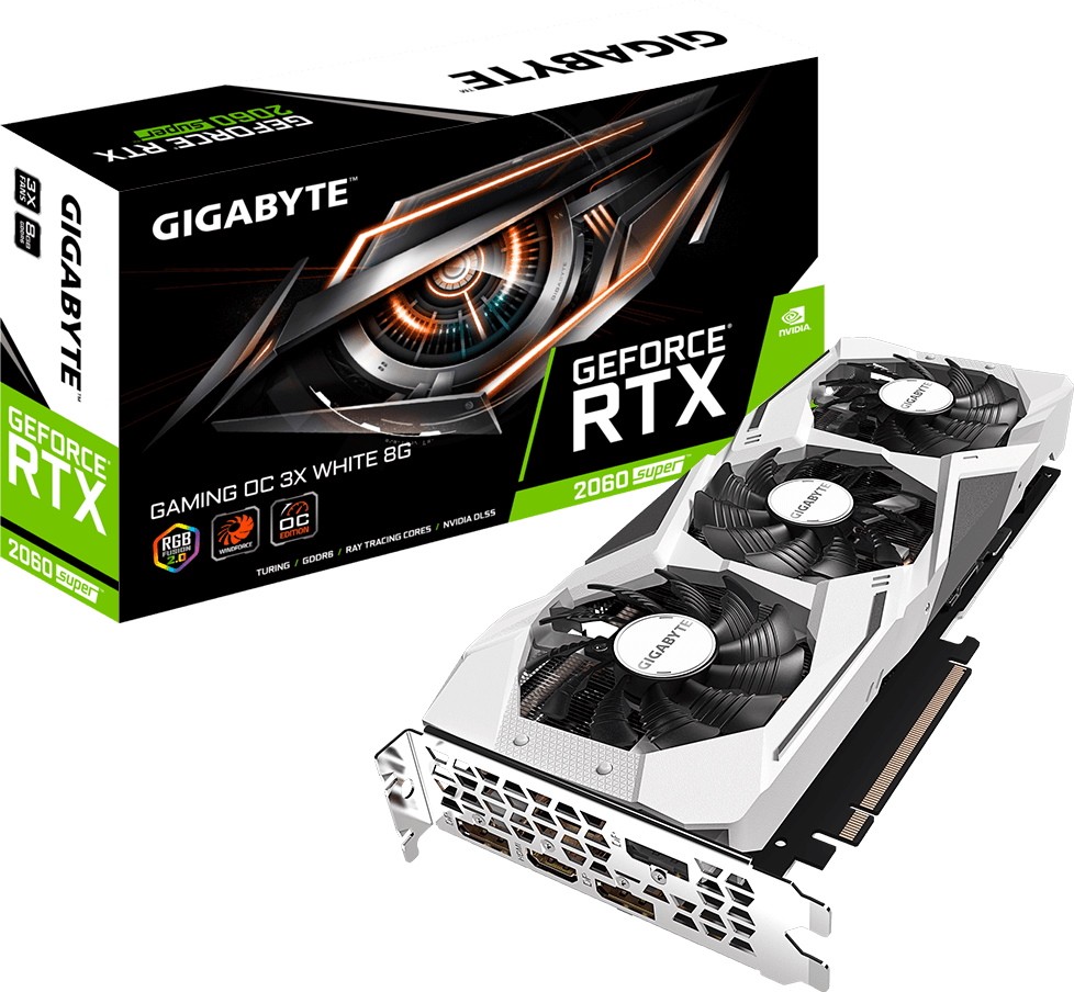 Видеокарта Gigabyte RTX 2060SUPER 8192Mb (GV-N206SGAMING OC WHITE-8GD
Видеокарта Gigabyte RTX 2060SUPER 8192Mb (GV-N206SGAMING OC WHITE-8GD