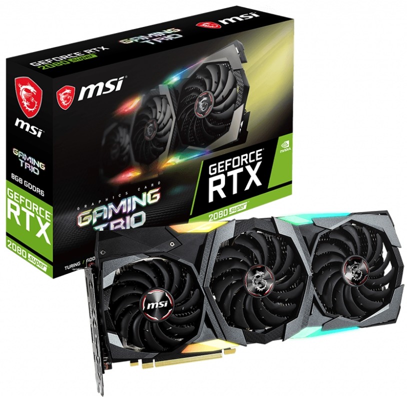 Видеокарта MSI RTX 2080 8192Mb (RTX 2080 SUPER GAMING TRIO
Видеокарта MSI RTX 2080 8192Mb (RTX 2080 SUPER GAMING TRIO