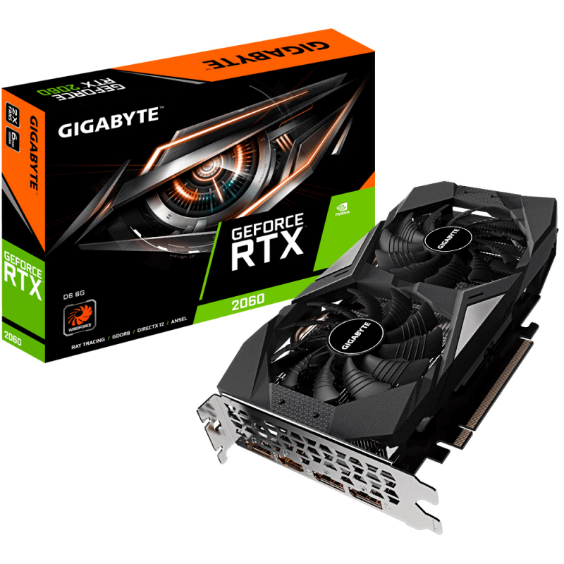 Видеокарта Gigabyte RTX 2060 6144Mb (GV-N2060D6-6GD)
Видеокарта Gigabyte RTX 2060 6144Mb (GV-N2060D6-6GD)
