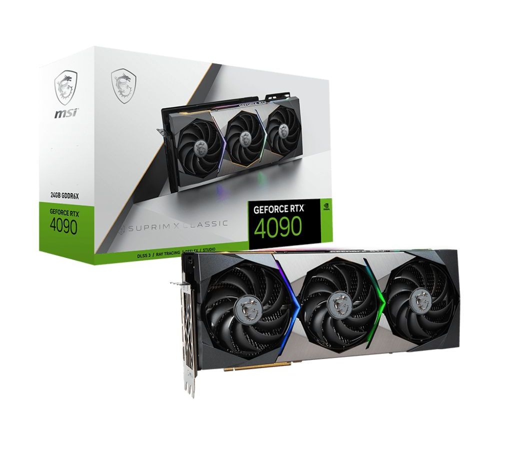 Видеокарта MSI GeForce RTX 4090 SUPRIM X CLASSIC 24G
Видеокарта MSI GeForce RTX 4090 SUPRIM X CLASSIC 24G