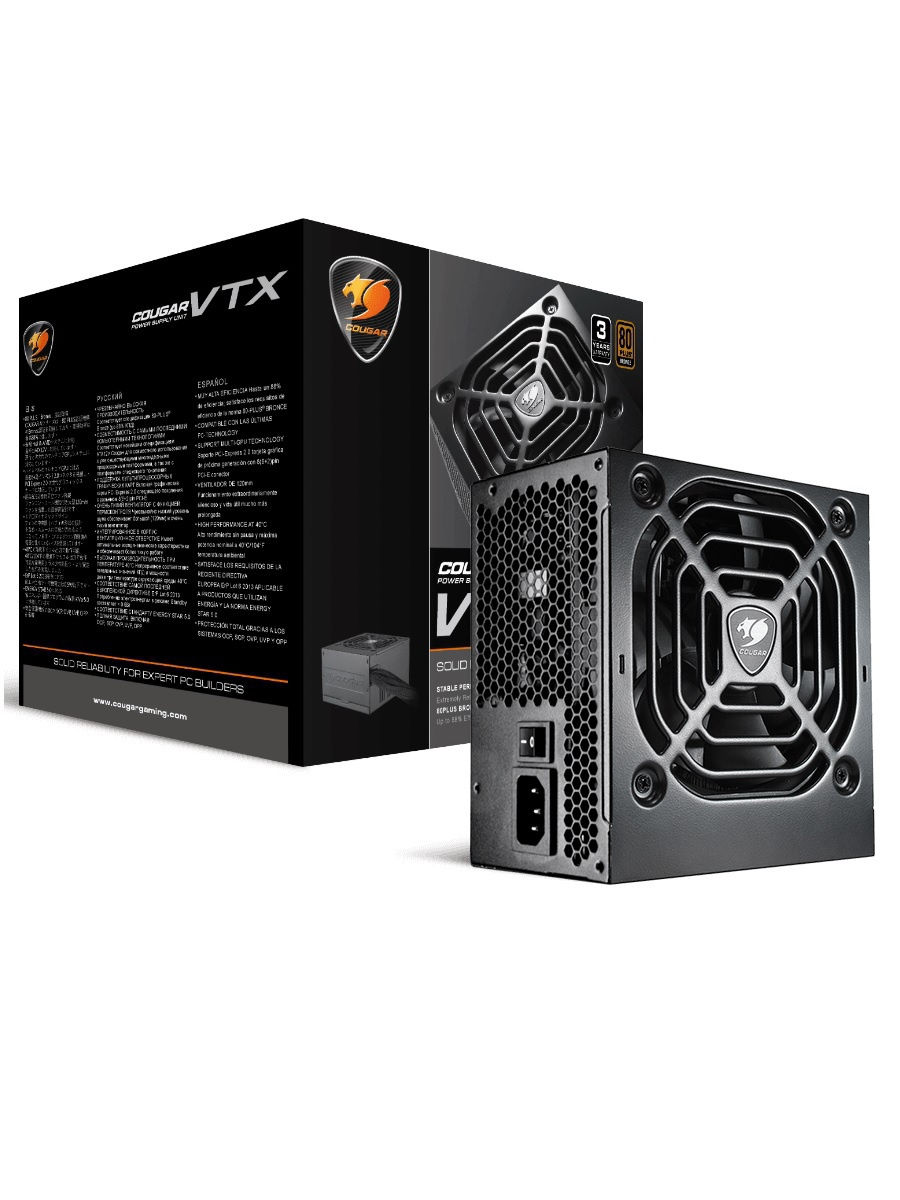 Блок питания Cougar 600W VTX600
Блок питания Cougar 600W VTX600