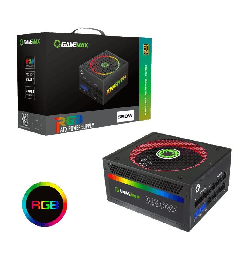 Блок питания GameMax ATX 550W RGB-550
Блок питания GameMax ATX 550W RGB-550