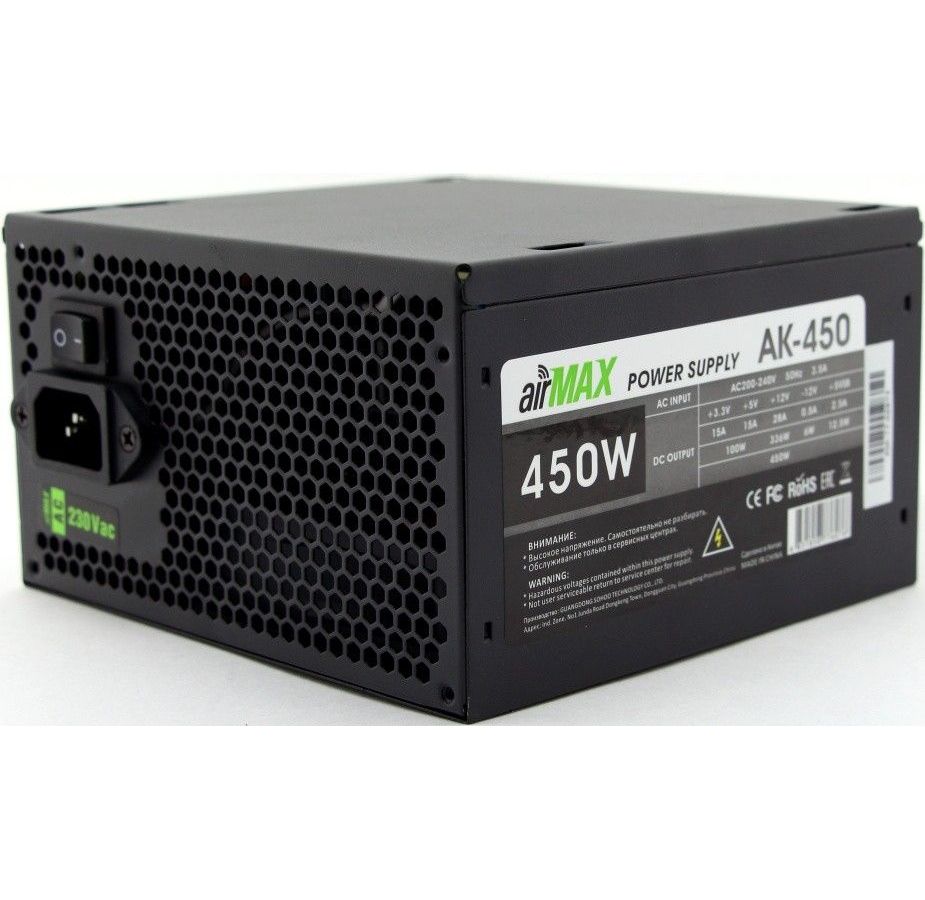 Блок питания AirMax 450W ATX (AK-450W)
Блок питания AirMax 450W ATX (AK-450W)