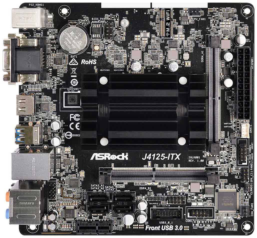 Материнская плата Asrock J4125-ITX
Материнская плата Asrock J4125-ITX