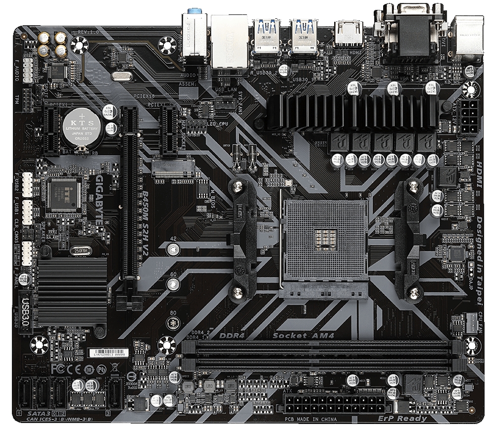 Материнская плата Gigabyte B450M S2H V2 Socket AM4
Материнская плата Gigabyte B450M S2H V2 Socket AM4