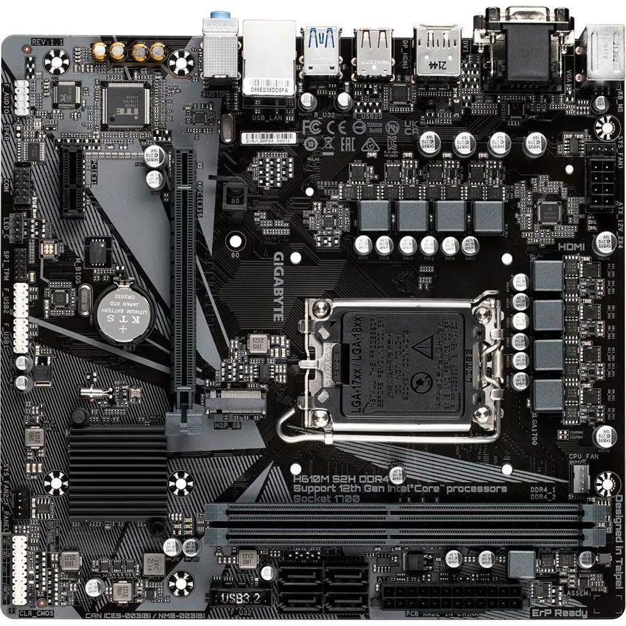 Материнская плата Gigabyte H610M S2H 2xDDR5
Материнская плата Gigabyte H610M S2H 2xDDR5