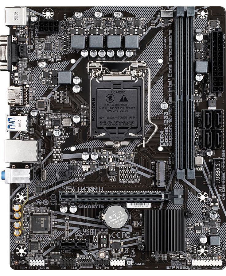 Материнская плата GIGABYTE H470M H LGA1200 mATX (H470M H)
Материнская плата GIGABYTE H470M H LGA1200 mATX (H470M H)