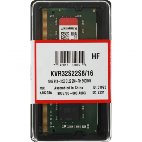 Память оперативная DDR4 Kingston 16Gb 3200MHz (KVR32S22S8/16)
Память оперативная DDR4 Kingston 16Gb 3200MHz (KVR32S22S8/16)