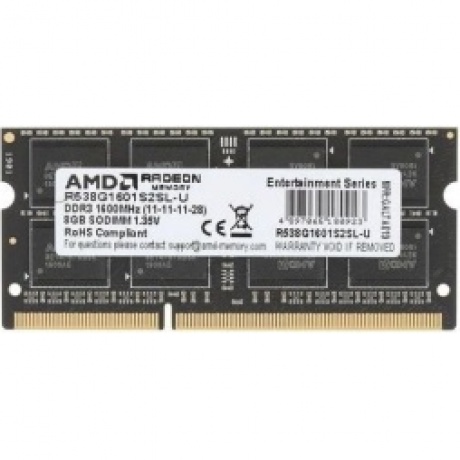 Память оперативная DDR3L AMD 8Gb 1600MHz pc-12800 SO-DIMM (R538G1601S2SL-U) Ret
Память оперативная DDR3L AMD 8Gb 1600MHz pc-12800 SO-DIMM (R538G1601S2SL-U) Ret