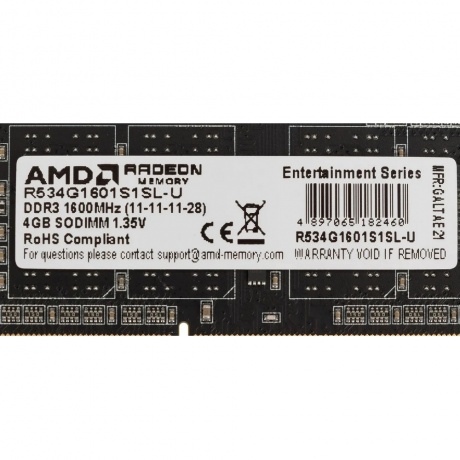 Память оперативная AMD Radeon 4GB DDR3L 1600 SO DIMM R5 Entertainment Series Black (R534G1601S1SL-U)
Память оперативная AMD Radeon 4GB DDR3L 1600 SO DIMM R5 Entertainment Series Black (R534G1601S1SL-U)