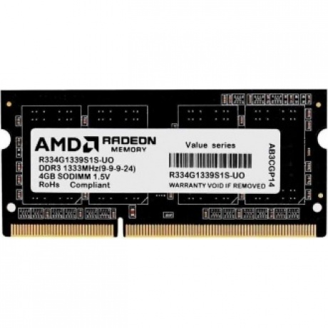 Память оперативная AMD 4GB DDR3 1333 SO DIMM R3 Value Series Black (R334G1339S1S-UO)
Память оперативная AMD 4GB DDR3 1333 SO DIMM R3 Value Series Black (R334G1339S1S-UO)