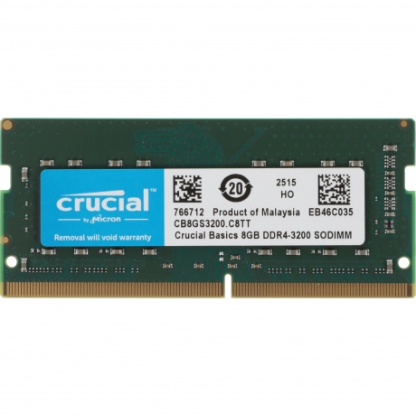 Память оперативная Crucial 8GB Basic SODIMM DDR4-3200 (CB8GS3200)
Память оперативная Crucial 8GB Basic SODIMM DDR4-3200 (CB8GS3200)