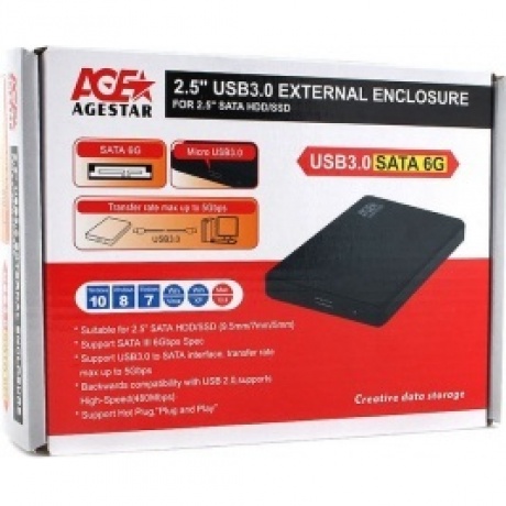 Внешний корпус для HDD AgeStar 3UB2P2 SATA III пластик черный 2.5"
Внешний корпус для HDD AgeStar 3UB2P2 SATA III пластик черный 2.5"