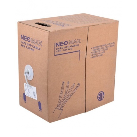 Кабель NEOMAX U/UTP cat.6 4 пары (305 м) 0.57 мм (23 AWG) Медь PVC jacket (NM10601)
Кабель NEOMAX U/UTP cat.6 4 пары (305 м) 0.57 мм (23 AWG) Медь PVC jacket (NM10601)
