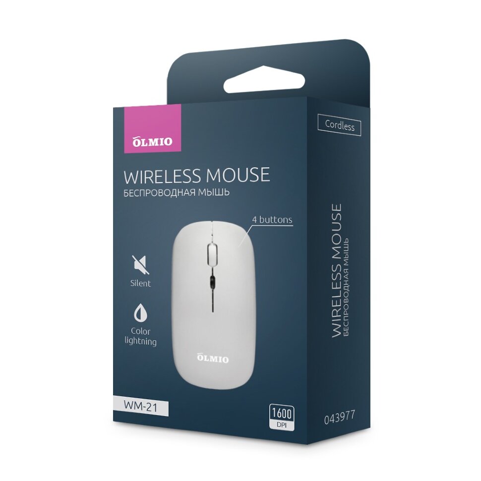 Мышь Olmio беспроводная тихая с подстветкой WM-21 (белый)
Мышь Olmio беспроводная тихая с подстветкой WM-21 (белый)