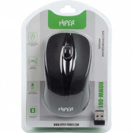 Мышь HIPER HOMW-061 черный
Мышь HIPER HOMW-061 черный