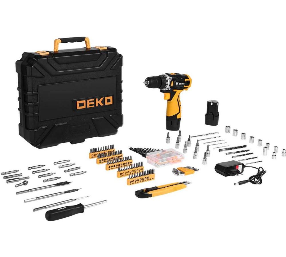 Дрель аккумуляторная Deko DKCD12FU-Li 2x1.5Ah + набор 193 предмета 063-4139
Дрель аккумуляторная Deko DKCD12FU-Li 2x1.5Ah + набор 193 предмета 063-4139