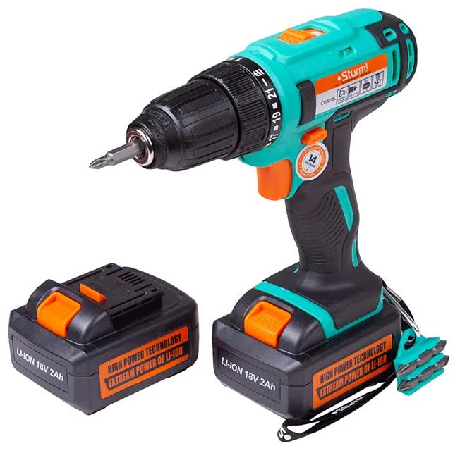 Дрель-шуруповерт аккумуляторная Sturm! CD3218L (с двумя аккумуляторами
Дрель-шуруповерт аккумуляторная Sturm! CD3218L (с двумя аккумуляторами