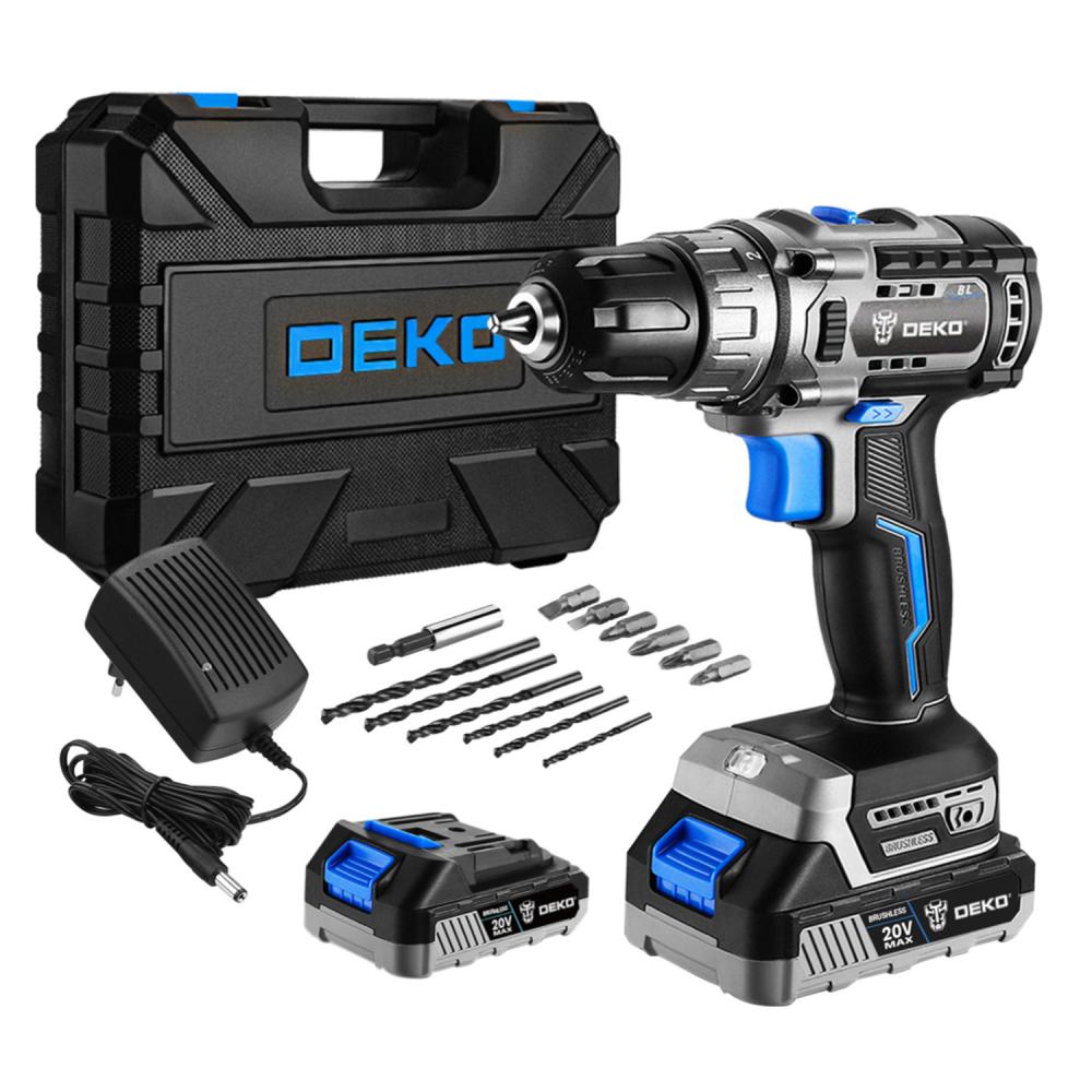 Дрель-шуруповерт аккумуляторная бесщеточная DEKO Sharker 20V в кейсе, 20В, 2*2.0Ач
Дрель-шуруповерт аккумуляторная бесщеточная DEKO Sharker 20V в кейсе, 20В, 2*2.0Ач