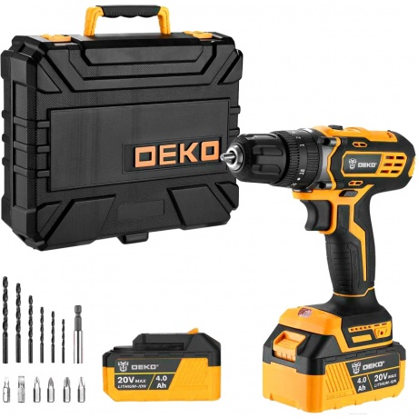 Дрель-шуруповерт аккумуляторная ударная DEKO DKCD20 Impact 20В, 2*4.0Ач
Дрель-шуруповерт аккумуляторная ударная DEKO DKCD20 Impact 20В, 2*4.0Ач