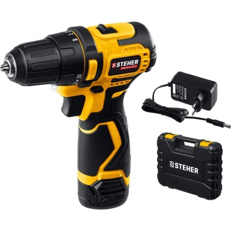Бесщеточная дрель-шуруповерт, кейс (CDB-120-1) STEHER 12 В, 35 Н·м, 1 АКБ (2 А·ч)
Бесщеточная дрель-шуруповерт, кейс (CDB-120-1) STEHER 12 В, 35 Н·м, 1 АКБ (2 А·ч)