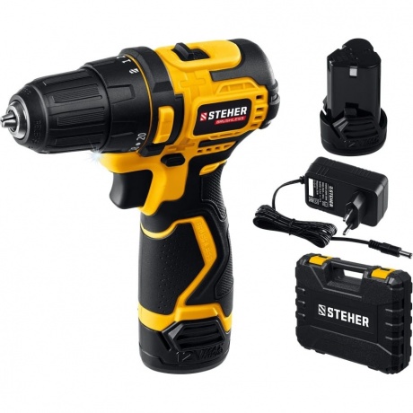Бесщеточная дрель-шуруповерт, кейс (CDB-120-2) STEHER 12 В, 35 Н·м, 2 АКБ (2 А·ч)
Бесщеточная дрель-шуруповерт, кейс (CDB-120-2) STEHER 12 В, 35 Н·м, 2 АКБ (2 А·ч)