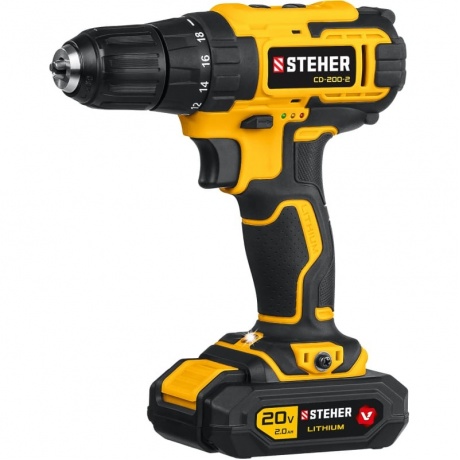 Дрель-шуруповерт, кейс (CD-200-2) STEHER V1, 20 В, 40 Н·м, 2 АКБ (2 А·ч)
Дрель-шуруповерт, кейс (CD-200-2) STEHER V1, 20 В, 40 Н·м, 2 АКБ (2 А·ч)