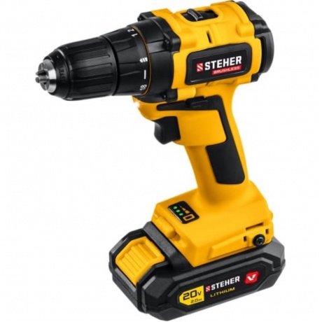 Бесщеточная дрель-шуруповерт, кейс (CDB-200-1) STEHER V1, 20 В, 45 Н·м, 1 АКБ (2 А·ч)
Бесщеточная дрель-шуруповерт, кейс (CDB-200-1) STEHER V1, 20 В, 45 Н·м, 1 АКБ (2 А·ч)