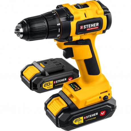 Бесщеточная дрель-шуруповерт, кейс (CDB-200-2) STEHER V1, 20 В, 45 Н·м, 2 АКБ (2 А·ч)
Бесщеточная дрель-шуруповерт, кейс (CDB-200-2) STEHER V1, 20 В, 45 Н·м, 2 АКБ (2 А·ч)