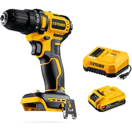 Дрель-шуруповерт бесщеточная STEHER 20 В, 45 Н·м, 1 АКБ LMS (2 А·ч), (CB-45-21)
Дрель-шуруповерт бесщеточная STEHER 20 В, 45 Н·м, 1 АКБ LMS (2 А·ч), (CB-45-21)