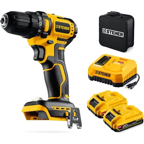 Дрель-шуруповерт бесщеточная STEHER 20 В, 45 Н·м, 2 АКБ LMS (2 А·ч), сумка (CB-45-22)
Дрель-шуруповерт бесщеточная STEHER 20 В, 45 Н·м, 2 АКБ LMS (2 А·ч), сумка (CB-45-22)