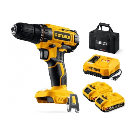 Дрель-шуруповерт STEHER 20 В, 40 Н·м, 2 АКБ LMS (2 А·ч), сумка (CD-40-22)
Дрель-шуруповерт STEHER 20 В, 40 Н·м, 2 АКБ LMS (2 А·ч), сумка (CD-40-22)
