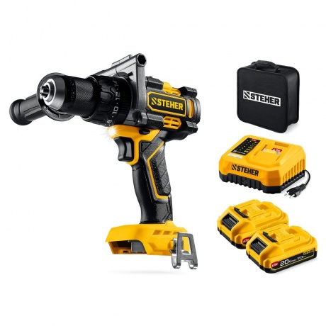 Дрель-шуруповерт ударная STEHER 20 В, 165 Н·м, 2 АКБ LMS (2 А·ч), бесщеточная, сумка (CBS-165-22)
Дрель-шуруповерт ударная STEHER 20 В, 165 Н·м, 2 АКБ LMS (2 А·ч), бесщеточная, сумка (CBS-165-22)