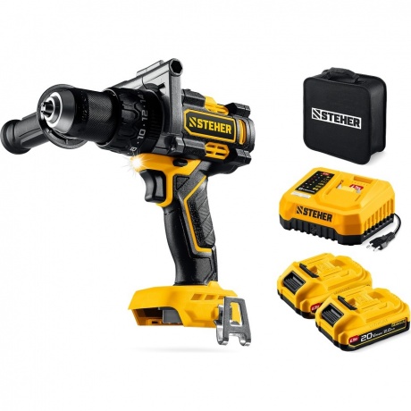 Дрель-шуруповерт ударная STEHER 20 В, 165 Н·м, 2 АКБ LMS (2 А·ч), бесщеточная, сумка (CBS-165-22)
Дрель-шуруповерт ударная STEHER 20 В, 165 Н·м, 2 АКБ LMS (2 А·ч), бесщеточная, сумка (CBS-165-22)