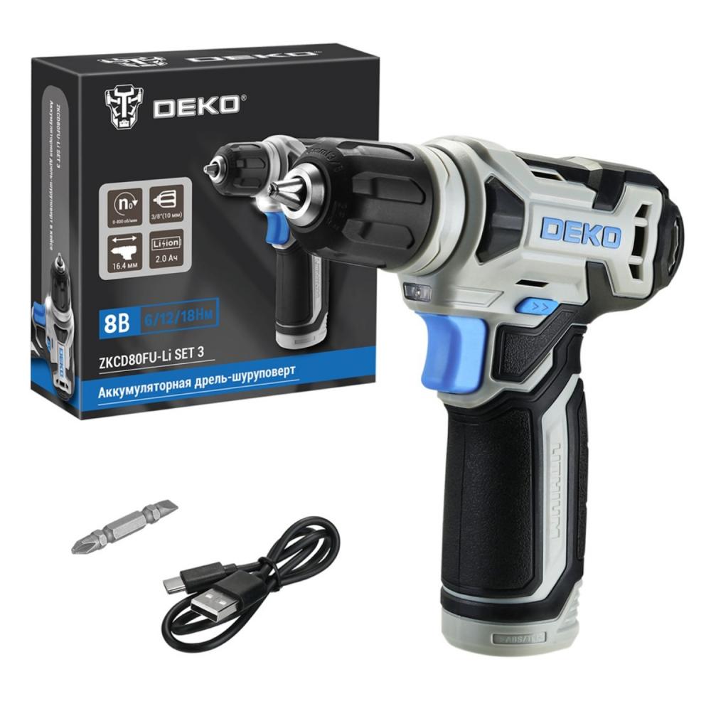 Аккумуляторная дрель-шуруповерт DEKO ZKCD80FU-Li SET 3, 18Нм, 1х2.0Ач
Аккумуляторная дрель-шуруповерт DEKO ZKCD80FU-Li SET 3, 18Нм, 1х2.0Ач