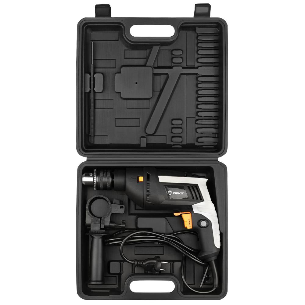 Ударная дрель Deko DKID650W в кейсе
Ударная дрель Deko DKID650W в кейсе