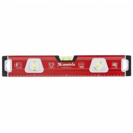 Уровень алюминиевый, магнит., фрезерованный, 3 глазка (1 зеркал.), 400 мм Matrix
Уровень алюминиевый, магнит., фрезерованный, 3 глазка (1 зеркал.), 400 мм Matrix