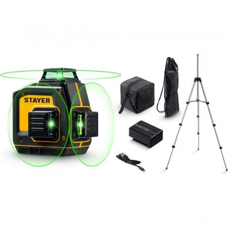 Нивелир лазерный зеленый STAYER SL-3D #3, 50м, точн. +/-0,5 мм/м, штатив (34963-3)
Нивелир лазерный зеленый STAYER SL-3D #3, 50м, точн. +/-0,5 мм/м, штатив (34963-3)