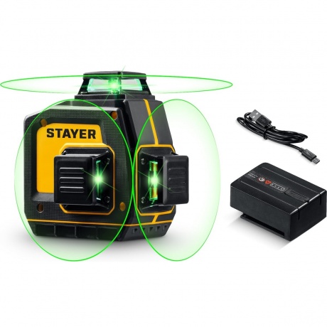 Нивелир лазерный зеленый STAYER SL-3D, 50м, точн. +/-0,5 мм/м, (34963)
Нивелир лазерный зеленый STAYER SL-3D, 50м, точн. +/-0,5 мм/м, (34963)