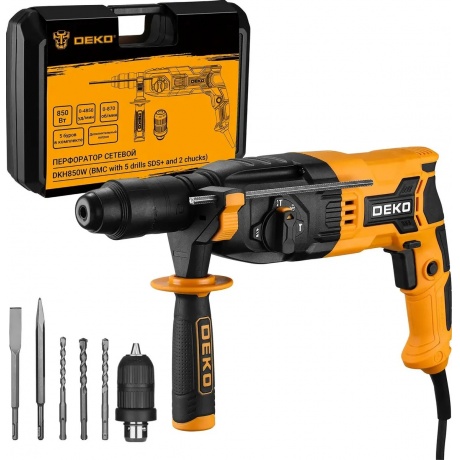 Перфоратор сетевой DEKO DKH850W, 850 Вт, 4800 уд/мин, 3 Дж
Перфоратор сетевой DEKO DKH850W, 850 Вт, 4800 уд/мин, 3 Дж