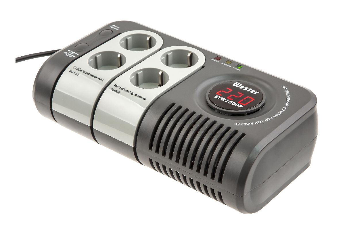 Стабилизатор напряжения Wester STW1500P
Стабилизатор напряжения Wester STW1500P