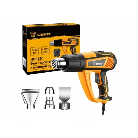 Фен строительный DEKO HG2450, 2450 Вт, с плавной регулировкой
Фен строительный DEKO HG2450, 2450 Вт, с плавной регулировкой