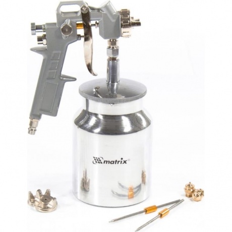 Краскораспылитель пневмат. с нижним бачком V=1,0 л, сопла диаметром 1.2, 1.5 и 1.8 мм Matrix
Краскораспылитель пневмат. с нижним бачком V=1,0 л, сопла диаметром 1.2, 1.5 и 1.8 мм Matrix
