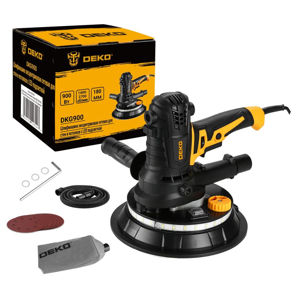 Шлифмашина эксцентриковая сетевая DEKO DKG900, 180 мм, 900 Вт, для стен и потолков, с LED подсветкой
Шлифмашина эксцентриковая сетевая DEKO DKG900, 180 мм, 900 Вт, для стен и потолков, с LED подсветкой