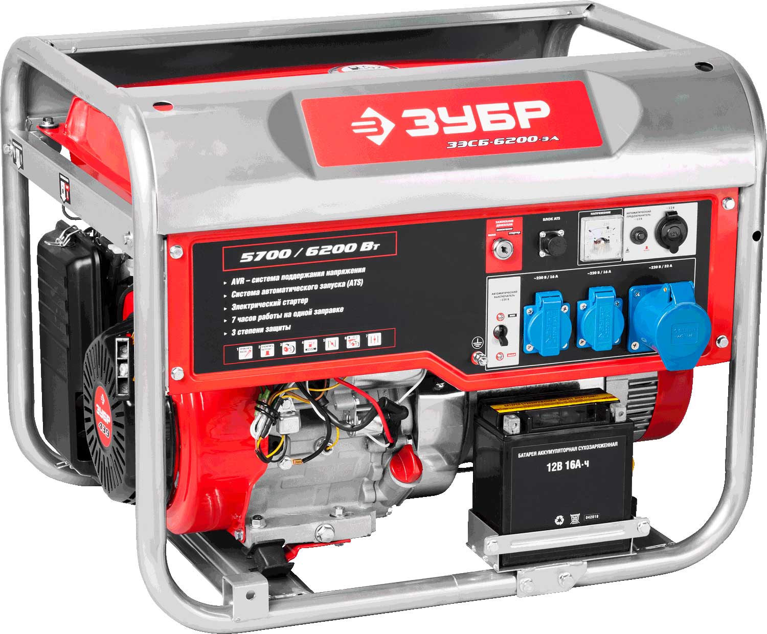 Генератор бензиновый Зубр ЗЭСБ-6200-ЭА
Генератор бензиновый Зубр ЗЭСБ-6200-ЭА
