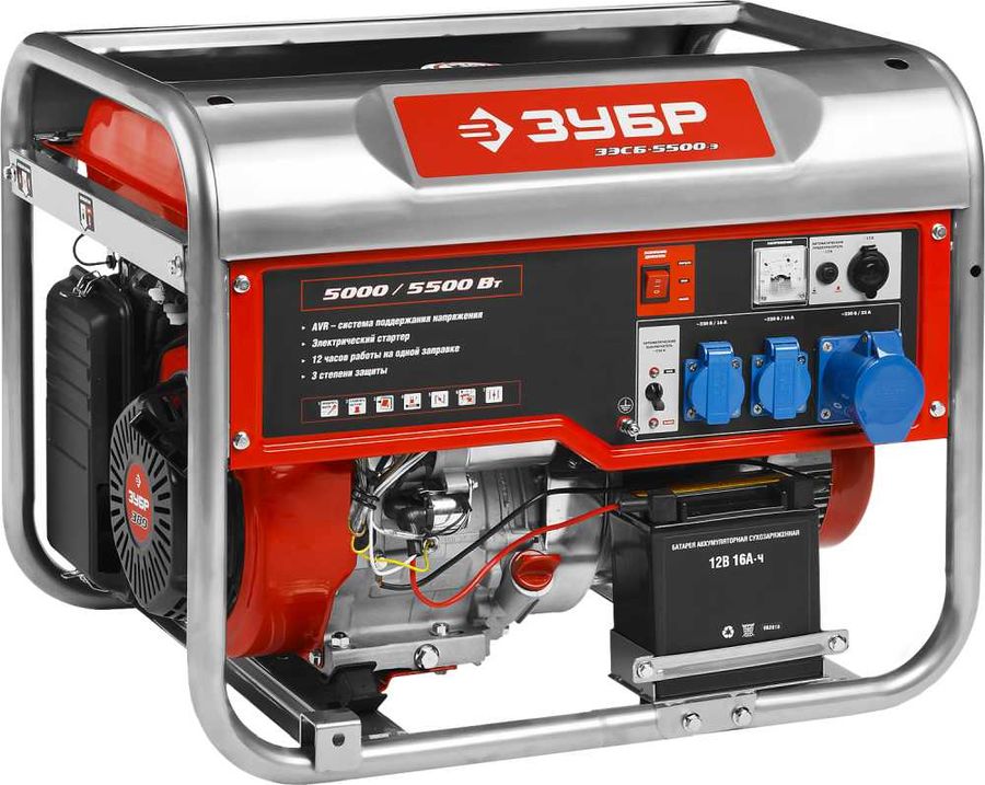 Генератор бензиновый Зубр ЗЭСБ-5500-Э
Генератор бензиновый Зубр ЗЭСБ-5500-Э