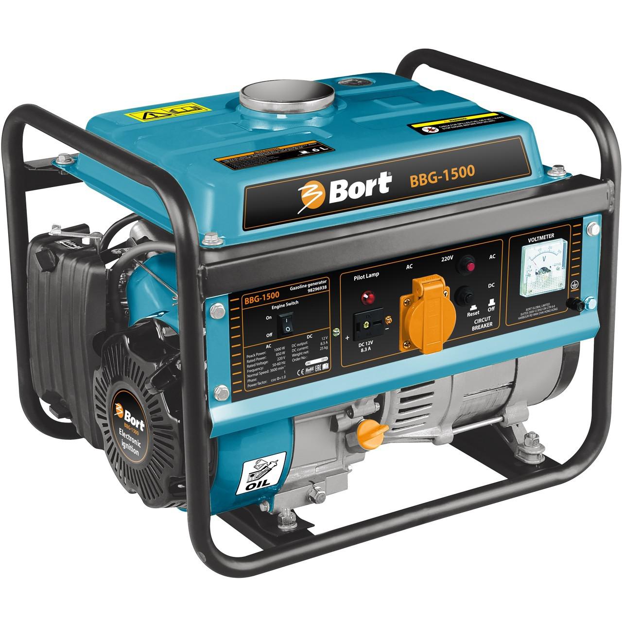 Электрогенератор бензиновый Bort BBG-1500
Электрогенератор бензиновый Bort BBG-1500